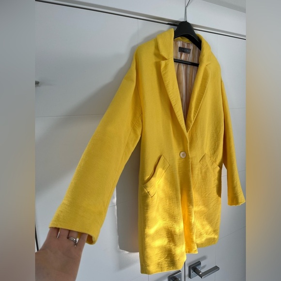 Suzy Shier/ Spring Yellow/ Button up coat/ Oversized/ Trench/ Blazer/ Size US M - Picture 6 of 13